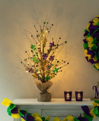 21" H Lighted Mardi Gras Fleur-De-Lis Berry Table Tree