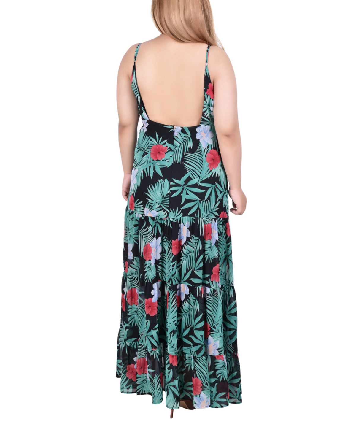 Ny Collection Plus Size Spaghetti Strap Maxi Dress - Coral