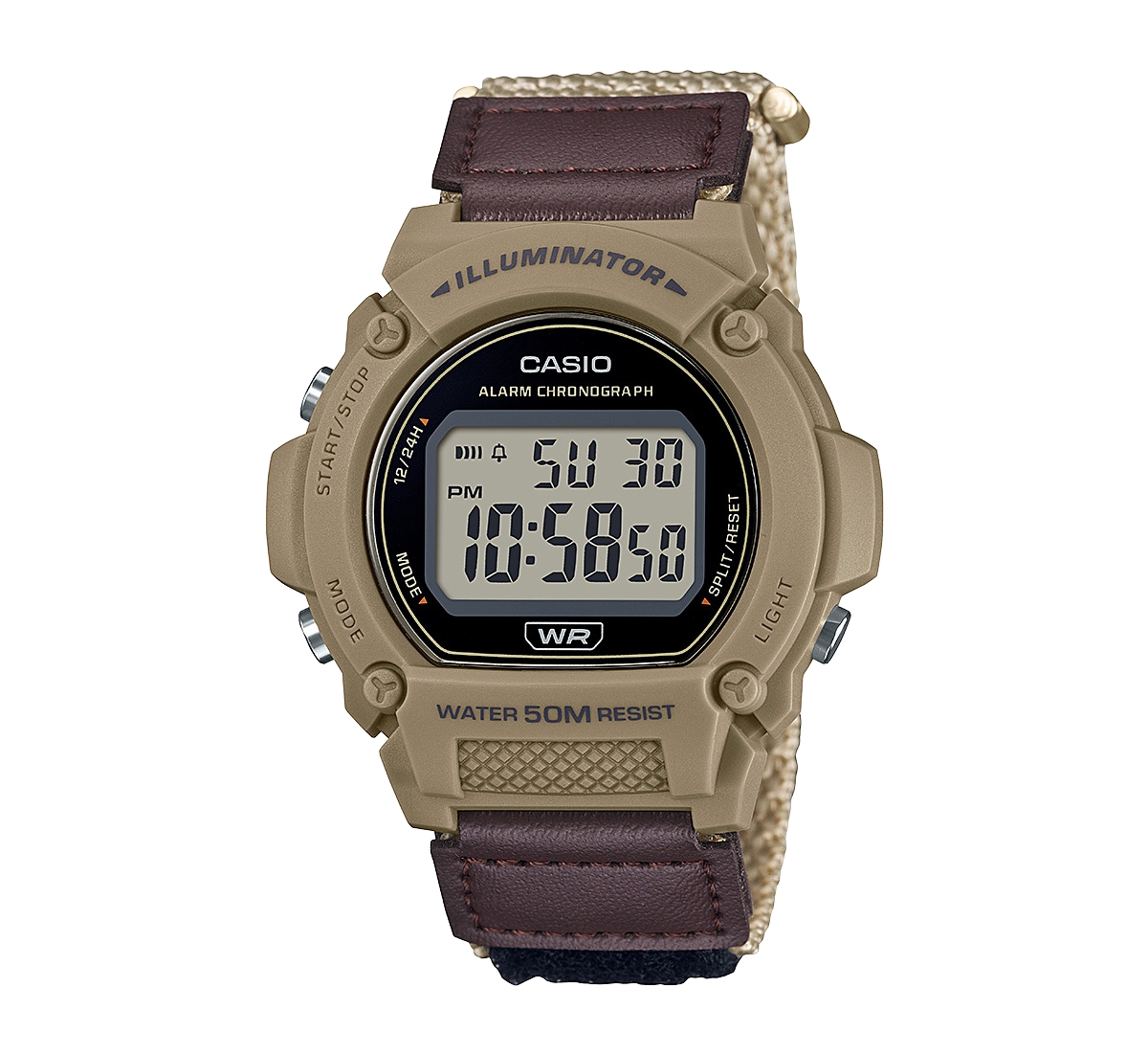 Men's Digital Tan Nylon Watch, 47.0mm, W219HB-5AV - Tan