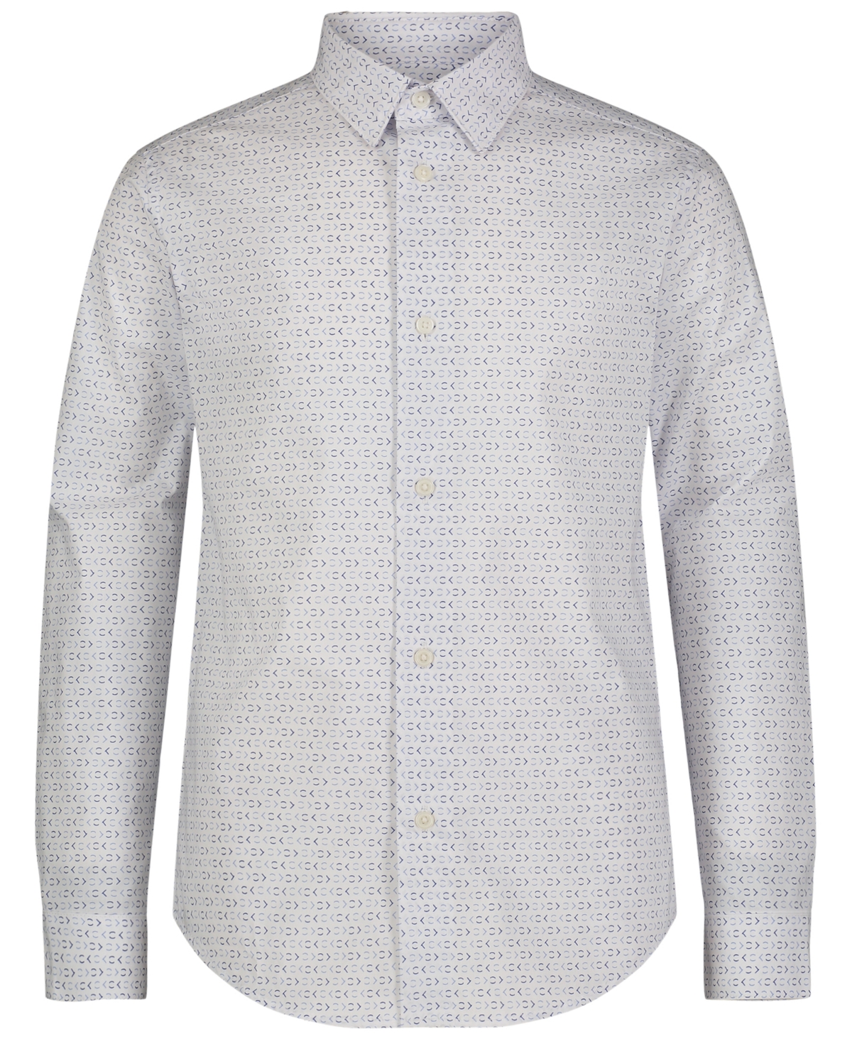 Calvin Klein Big Boys Long Sleeve Stretch Ck Glyph Print Dress Shirt