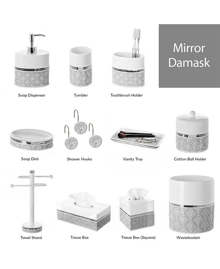 Creative Scents Damask Gray and White Toothbrush and Toothpaste Holder