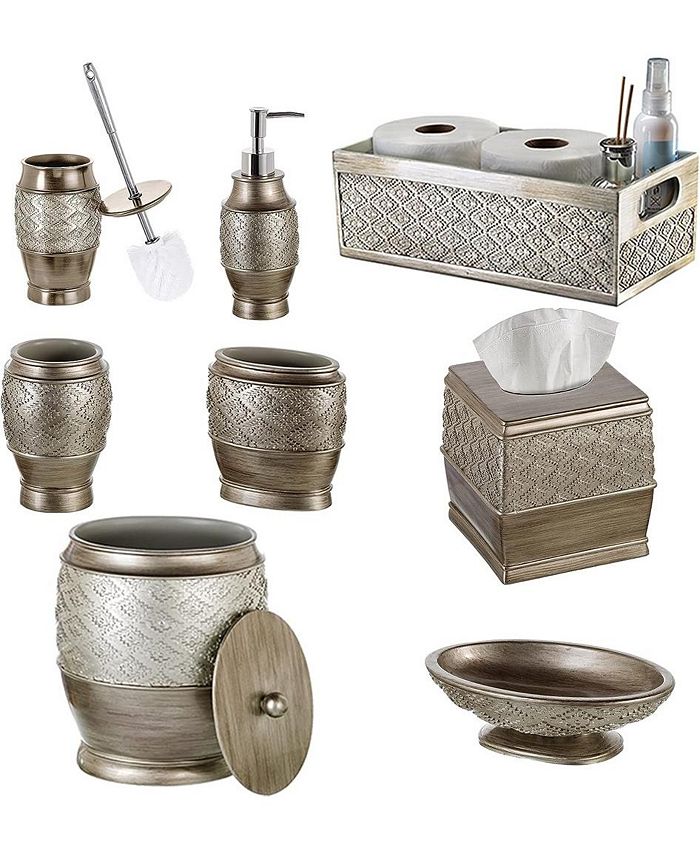 Creative Scents Decorative Bathroom Accessories Set Brushed Silver 4