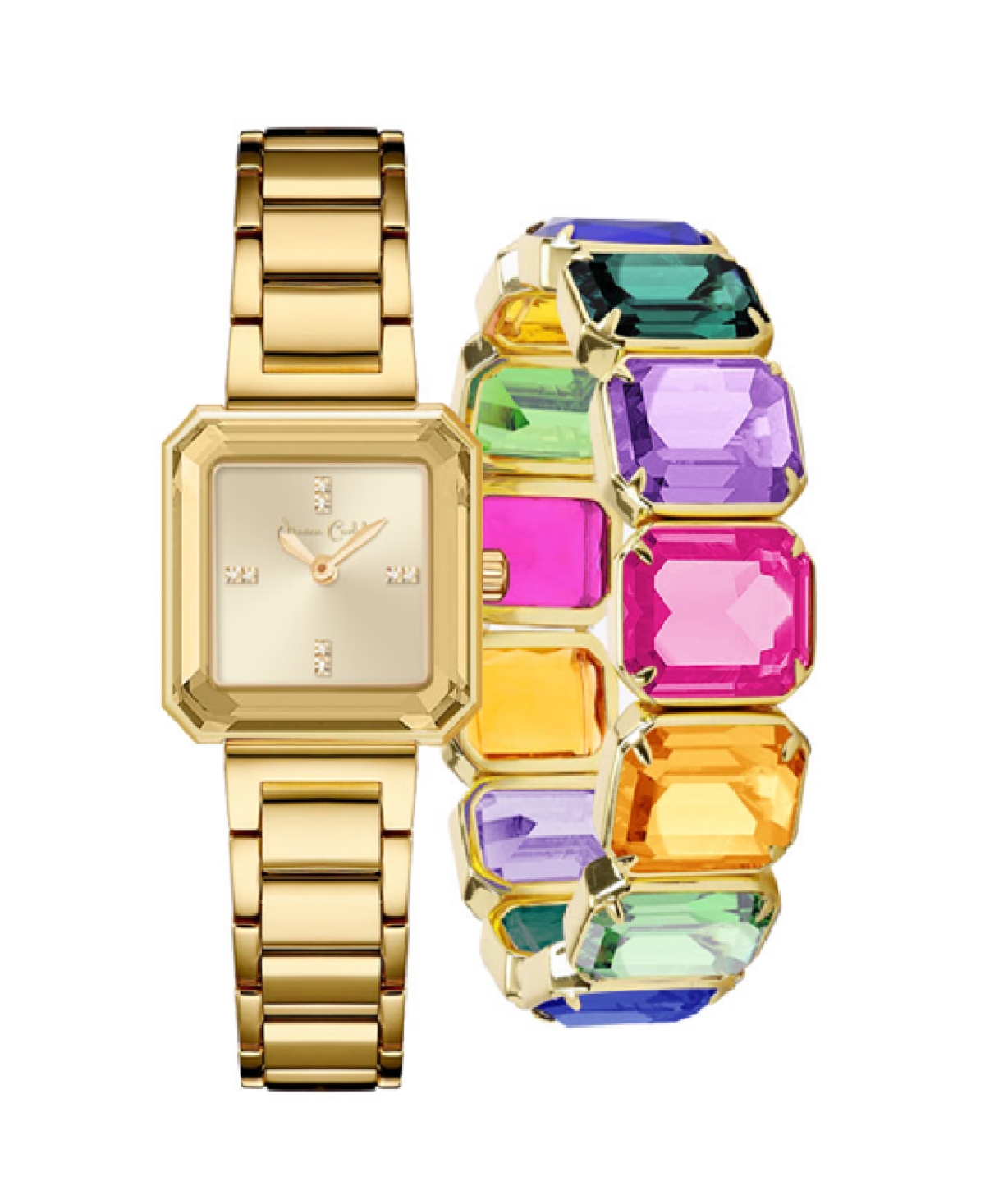 Women's Quartz Gold-Tone Alloy Watch 26mm Gift Set - Shiny Gold, Light Champagne Sunray