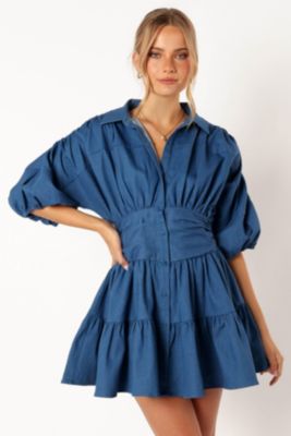 slim fit dress slacks Three Quarter Bell Sleeve Mini Dress