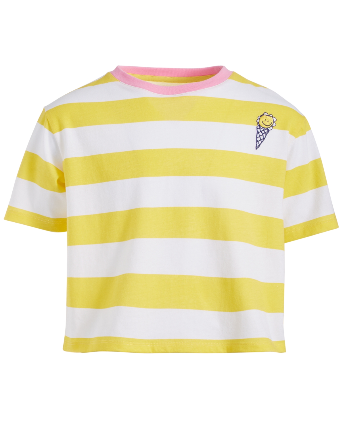 Epic Threads Big Girls Striped Ice Cream Cone Boxy Top, Created For Macy's In Miami Yellow