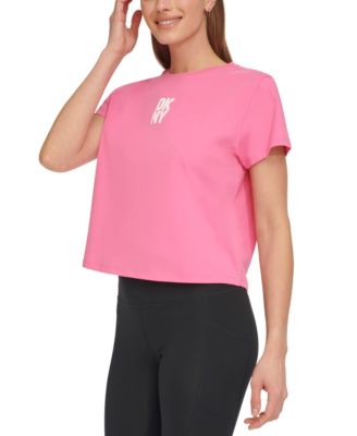 DKNY Women's Cropped Drop Out Logo Tee - Casual Short Sleeve Top For Spring & Summer | Versatile Staple Top - View #3