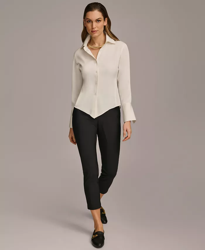 Women's Button-Front Point Hem Top - thumbnail 6