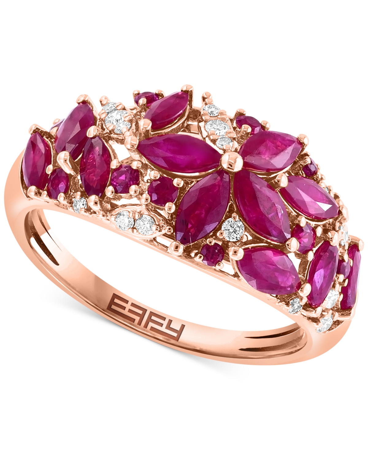 Effy Collection Effy Ruby (1-3/4 Ct. T.w.) & Diamond (1/8 Ct. T.w.) Ring In 14k Rose Gold