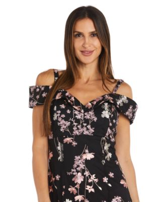 R & M Richards Women's Floral Cold-Shoulder Mermaid Gown - Macy's