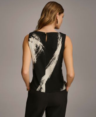 Women's Printed Crewneck Sleeveless Top, Regular & Petite Sizes