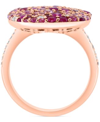 EFFY&reg; Multi-Gemstone (2-3/4 ct. t.w.) & Diamond (1/10 ct. t.w.) Cluster Ring in Rose Gold-Plated Silver