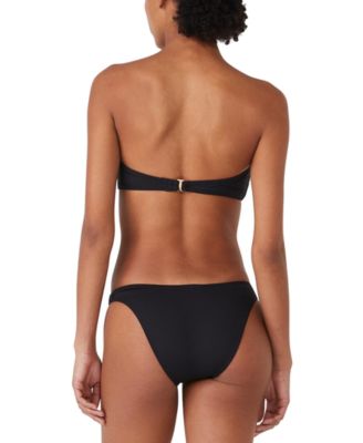 Shop Kate Spade Womens Bandeau Bow Bra Convertible Bikini Top High Cut Bikini Bottoms In Black