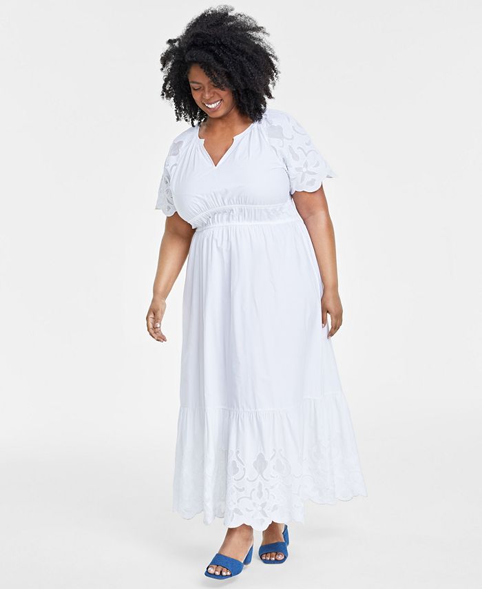 On 34th Trendy Plus Size Lace-Trim Maxi Dress, Created for Macy's - Macy's