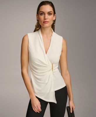 Women's Sleeveless V-Neck Top, Regular & Petite Sizes