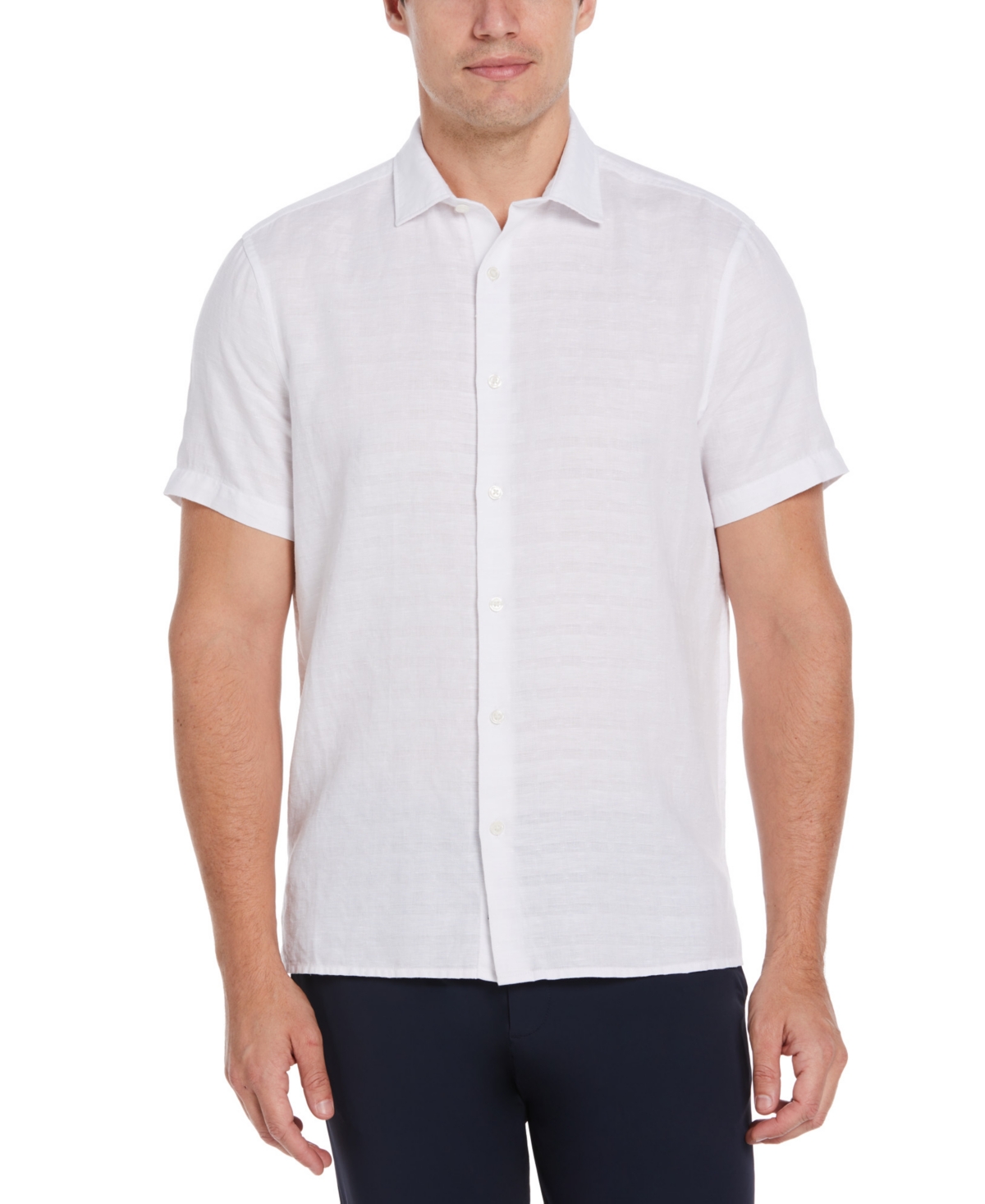 Shop Perry Ellis Men's Classic-fit Stretch Plaid Dobby Button-down Shirt In Bright White