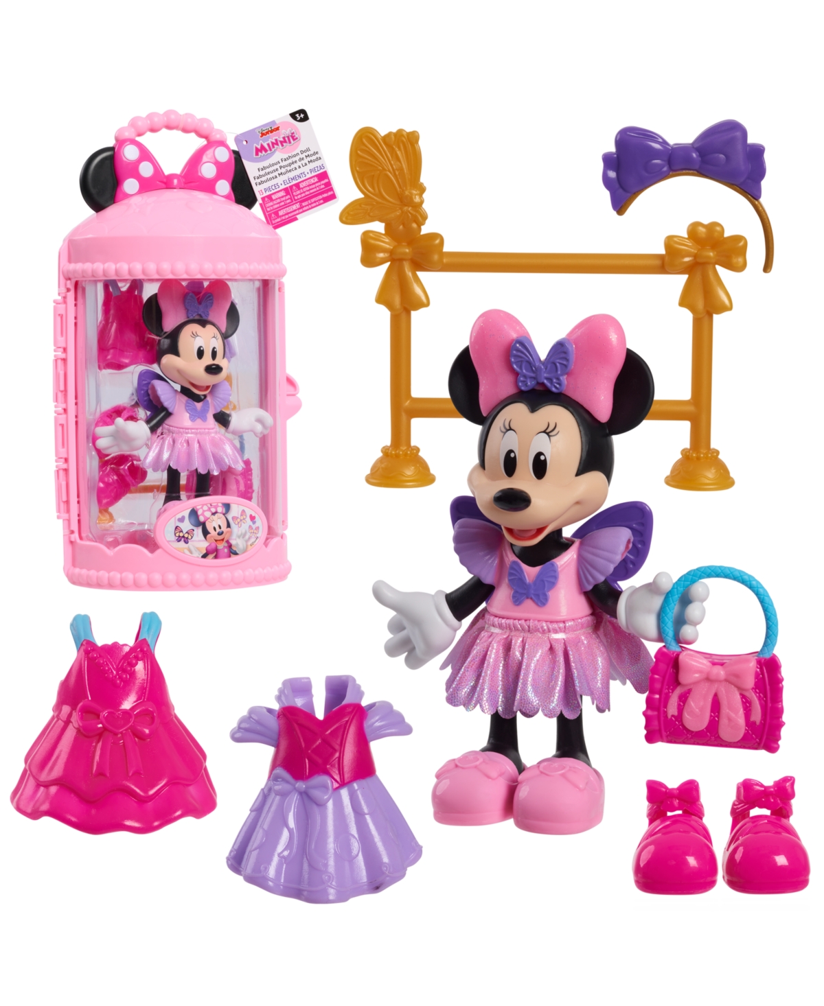 Minnie Mouse Kids' Disney Junior  Fabulous Fashion Ballerina Doll, 13-piece Doll And Accessories Set In Multi