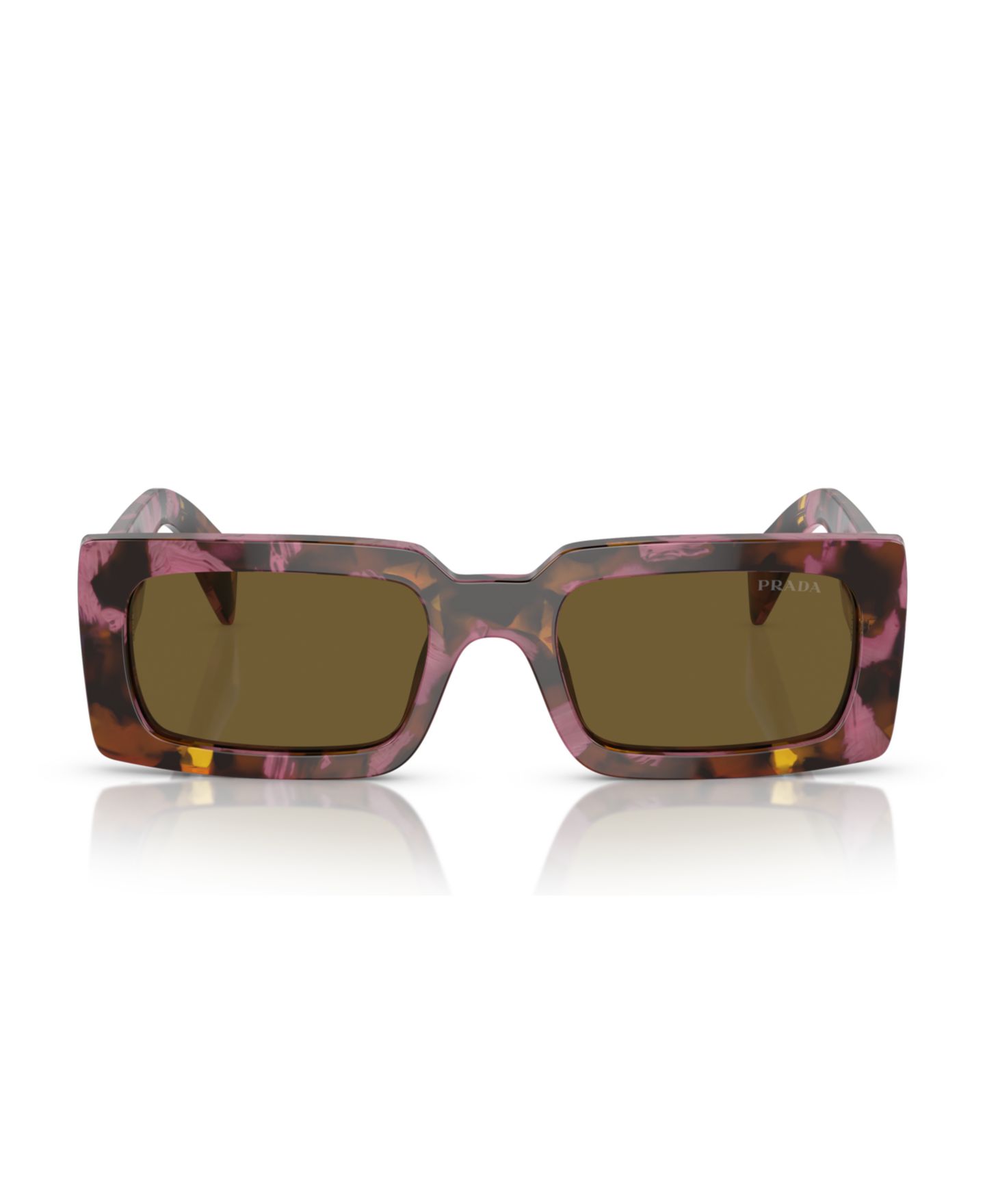 Женские солнцезащитные очки PRADA Lettering Rectangular Sunglasses, PR A07S, цвет: Красное дерево — фото 5