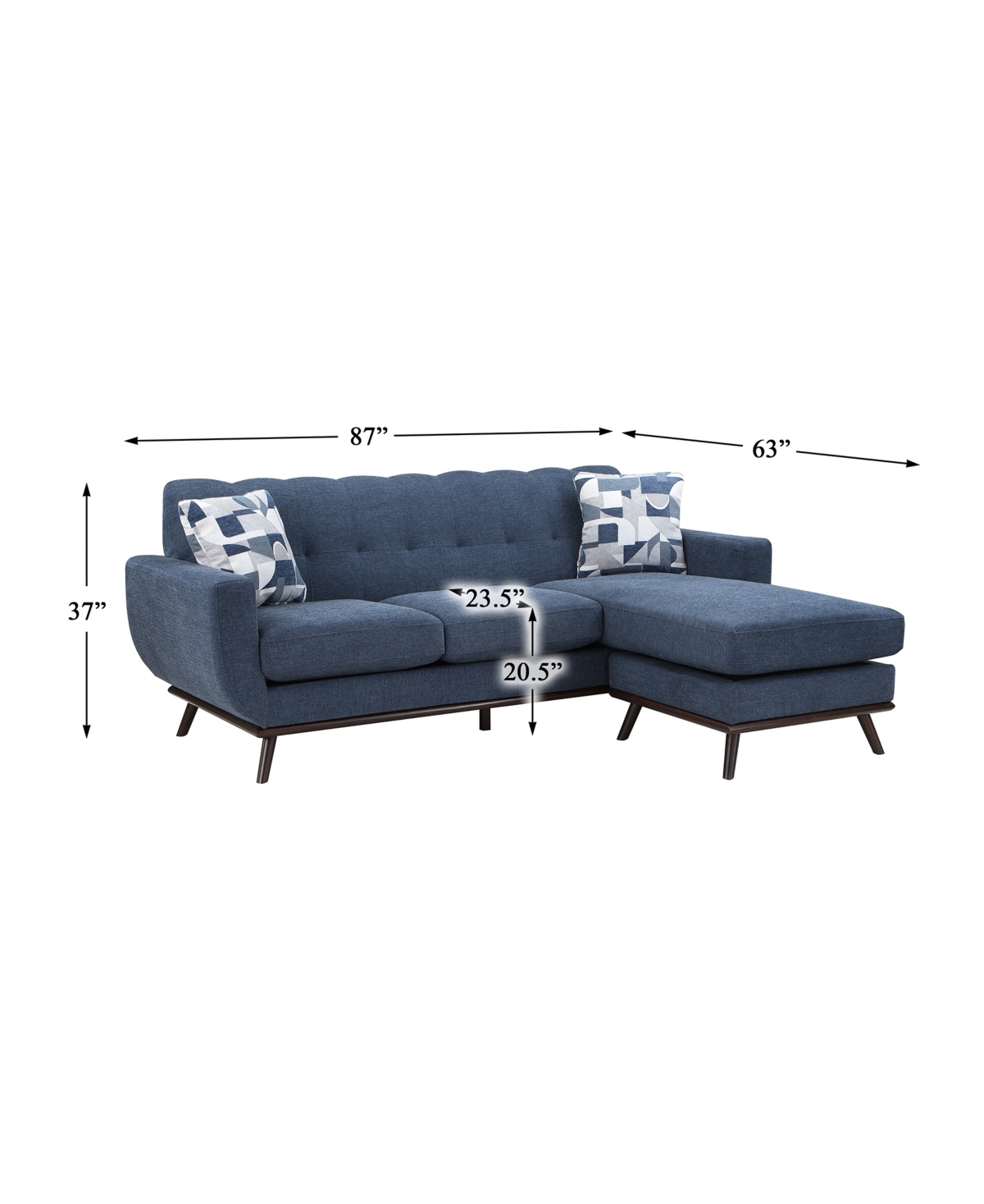 Shop Homelegance White Label Andora Reversible 87" Sofa Chaise In Blue
