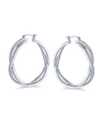 Cubic Zirconia Pave CZ Eternity Figure Eight Love Knot Large Infinity Hoop Earrings 1.5 Diameter
