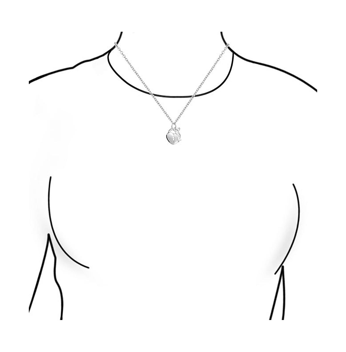 Bling Jewelry Simple 2 Charm Love Lock And Key Heart Pendant Necklace For Women For Sterling16 Inch - Silver