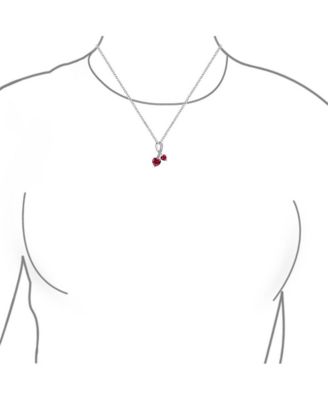 Promise Pave Accented Criss Crossing Twisting Two Red CZ Hearts Necklace Pendant For Women Sterling Silver