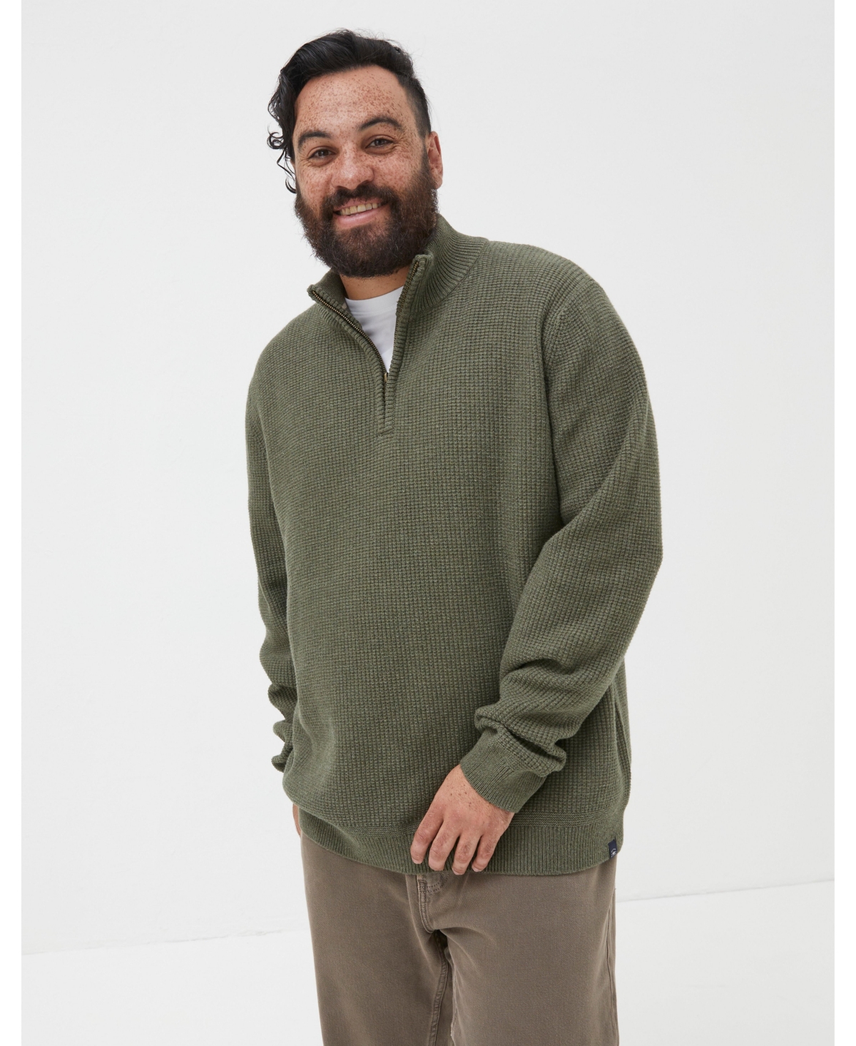 Fat Face Men's Pembrey Half Neck Sweater - Washed green