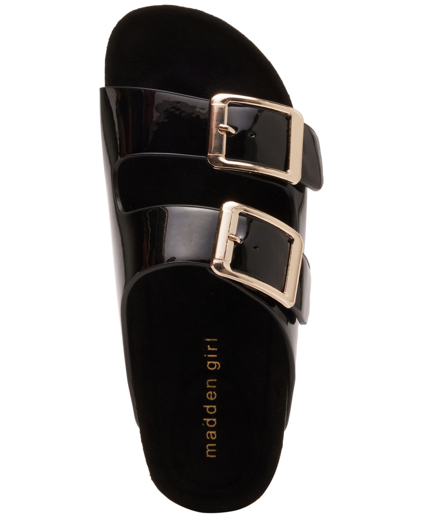 Женские сандалии Madden Girl Bodie Buckle Footbed Slide, цвет: Чёрный лаковый — фото 4