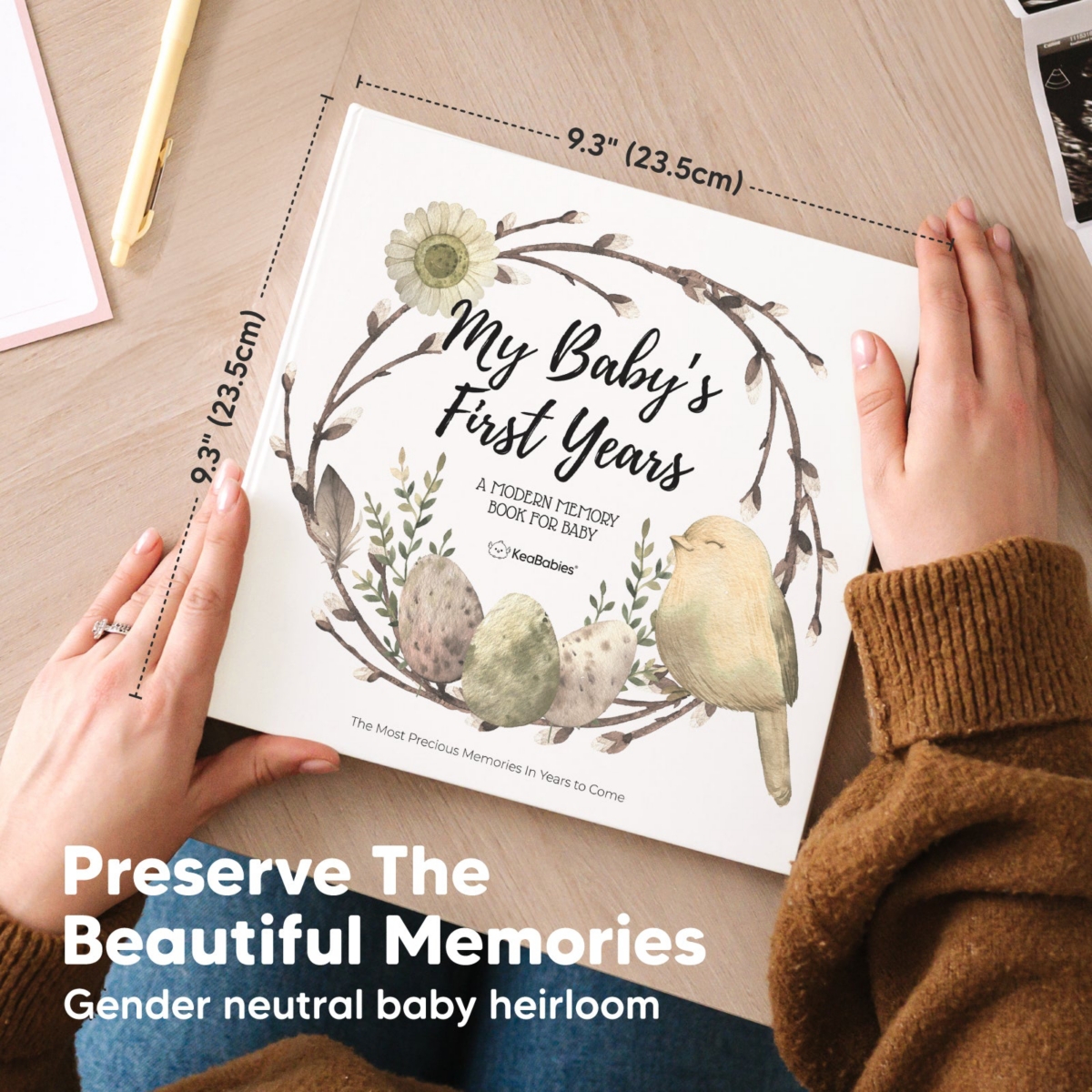 KeaBabies Craft Baby Memory Book, First 5 Years Baby Books, 90 Pages Keepsake Milestone Journal for Baby Girls, Boys