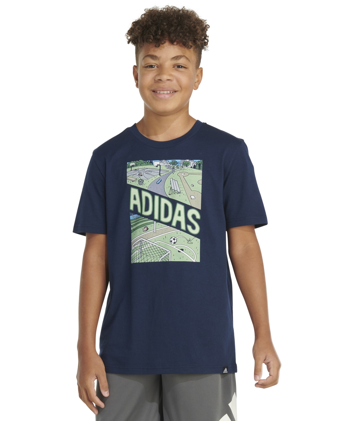 Shop Adidas Originals Big Boys Short-sleeve Play Sport Graphic Cotton T-shirt In Off White