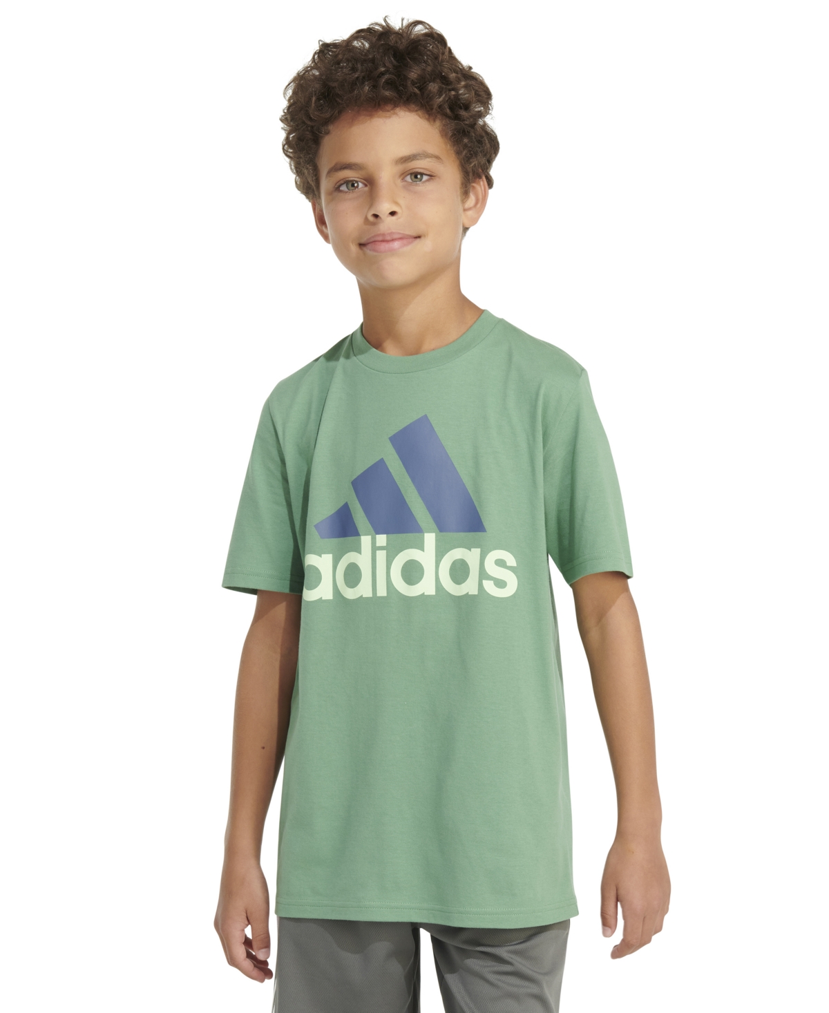Shop Adidas Originals Big Boys Short Sleeve Two-color Logo T-shirt In Semi Blue Burst