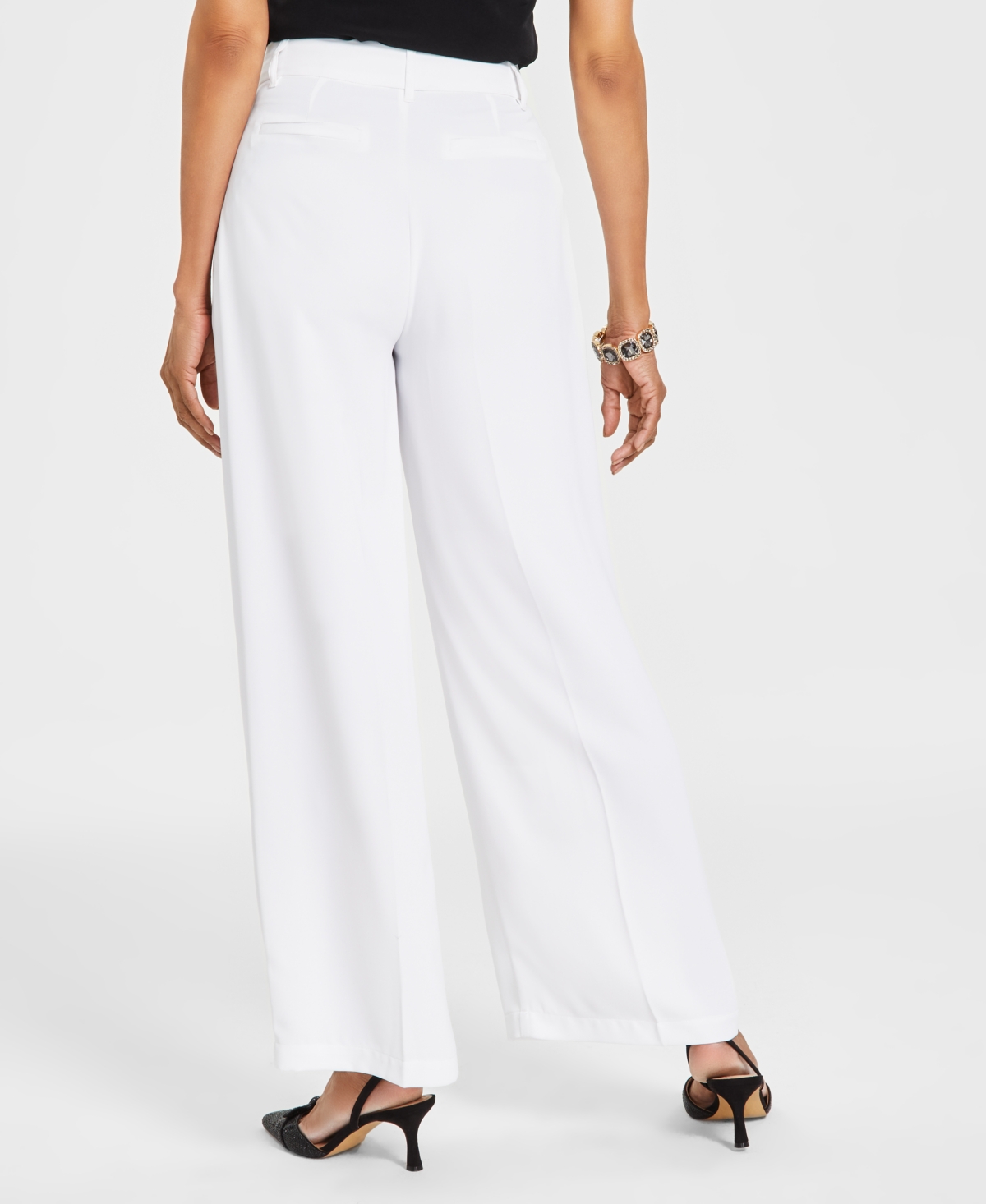 Shop Inc International Concepts Women's Pleated Wide-leg Trousers, Created For Macy's In Bright White