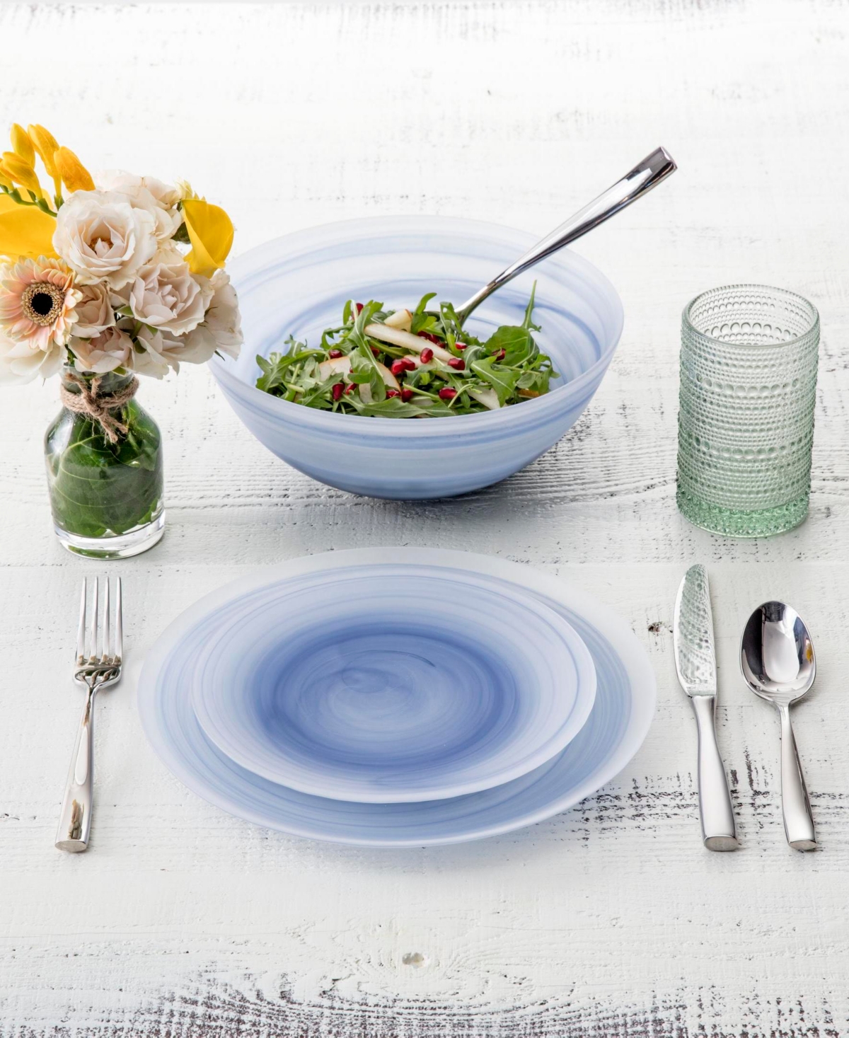Fortessa La Jolla Glass Large Salad Bowls, Set Of 4 In Grey