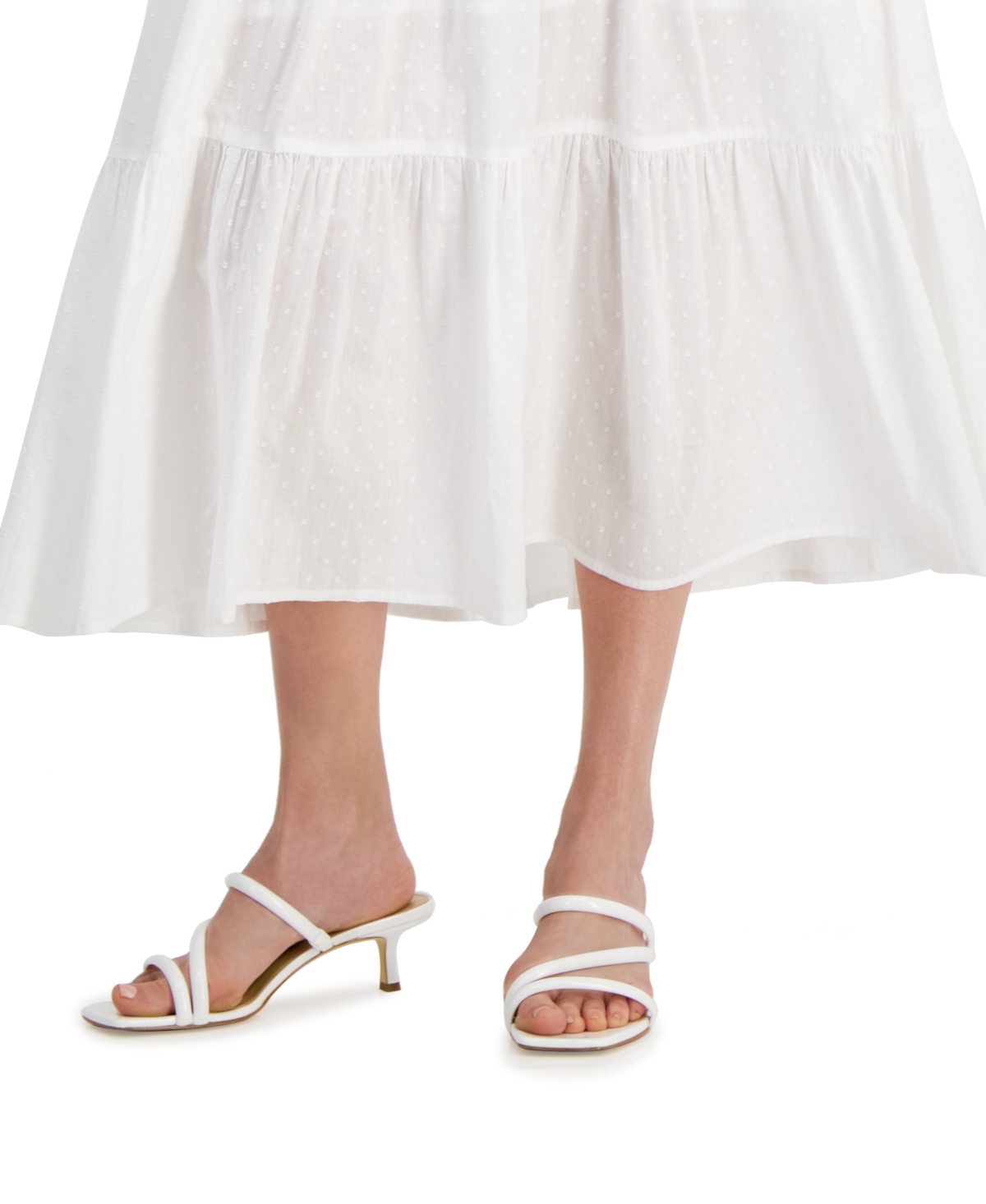 Shop Michael Kors Michael  Celia Slip-on Slide Dress Sandals In Optic White