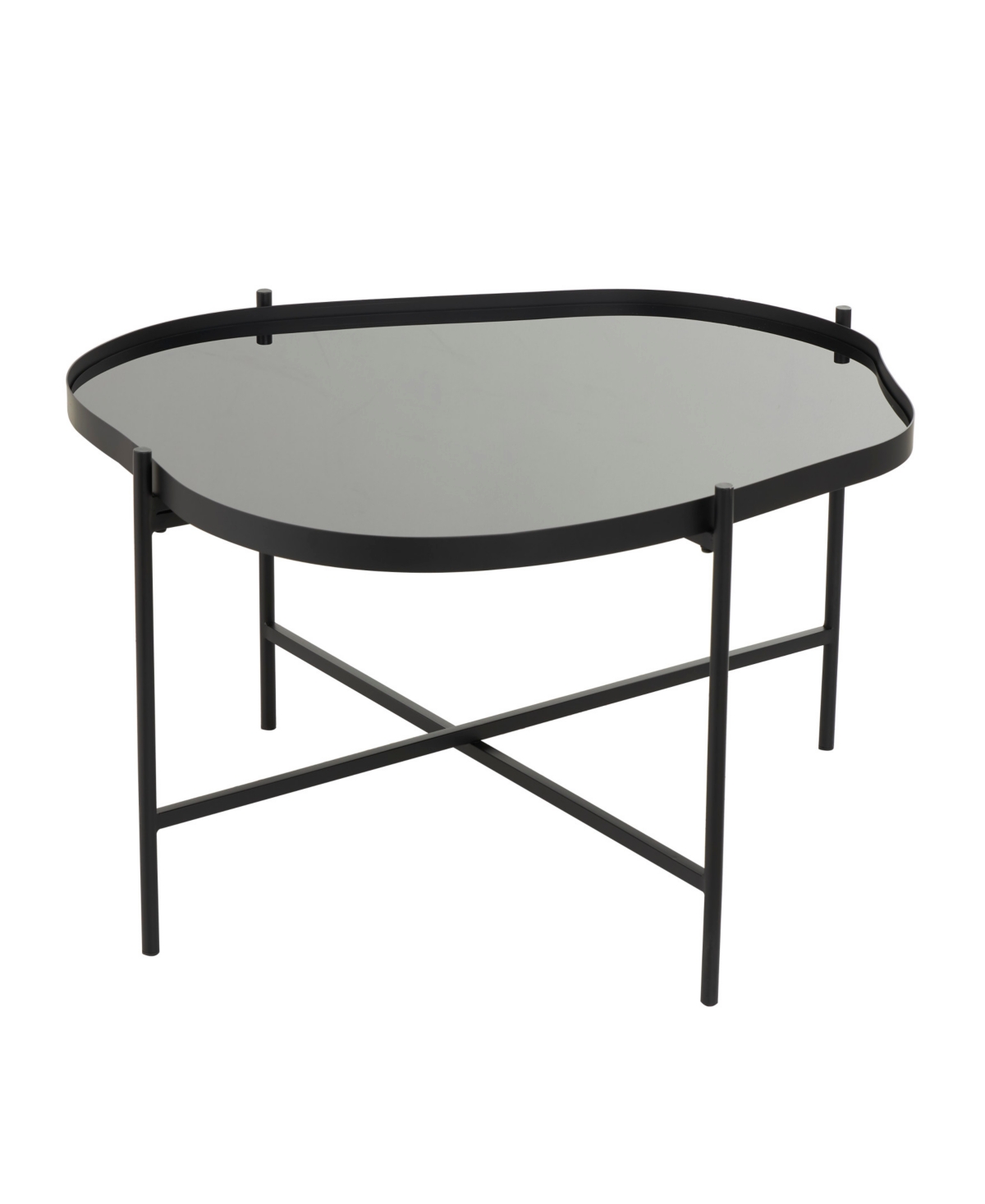 Rosemary Lane 33" X 30" X 15" Metal Abstract Wavy X-shaped Base Coffee Table In Black