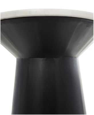 26" x 26" x 29" Marble Geometric Black Wooden Base Accent Table
