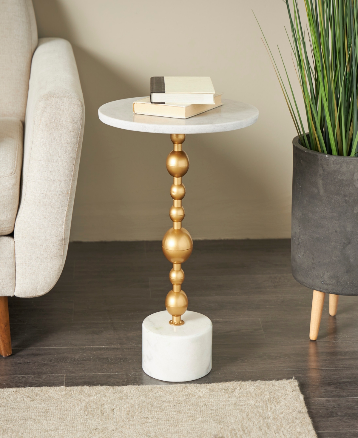 Shop Rosemary Lane 16" X 16" X 23" Marble Geometric Gold-tone Metal Bubble Stand Accent Table In White