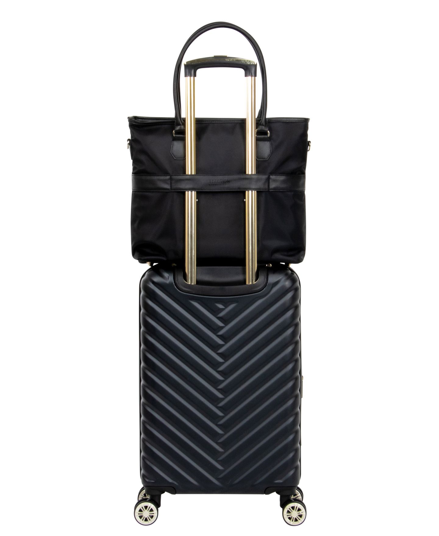 Чемоданы Kenneth Cole Reaction Madison Square Hardside Chevron Expandable Luggage, 2-Piece 20" Carry-On and Tote, цвет: Чёрный — фото 2