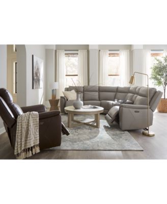 Addyson 117" 6-Pc. Leather Sectional with 3 Zero Gravity Recliners with Power Headrests & 1 Console, Created for Macy's