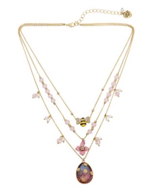 Betsey Johnson Faux Stone Spring Charm Layered Necklace - Macy's