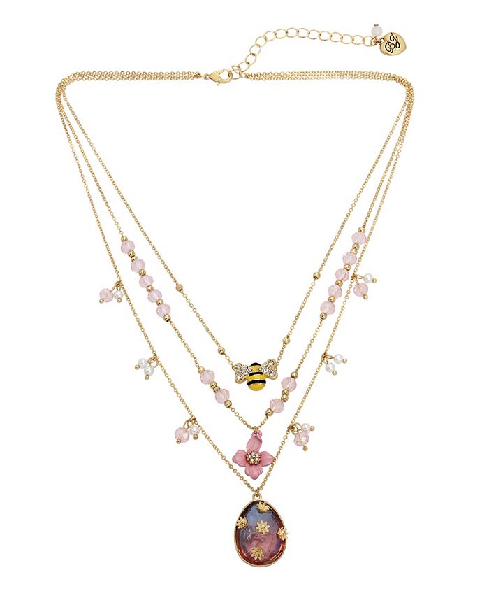 Betsey Johnson Faux Stone Spring Charm Layered Necklace - Macy's