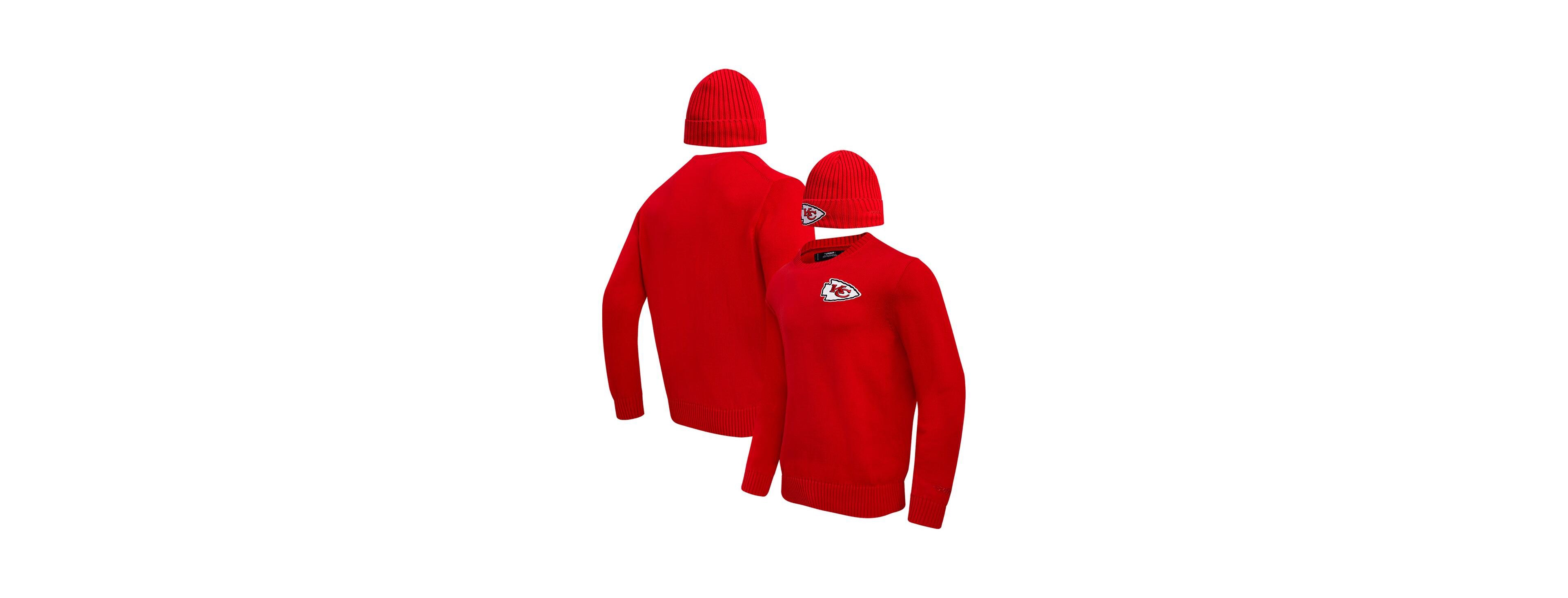 Men's Pro Standard Red Kansas City Chiefs Crewneck Pullover Sweater and Cuffed Knit Hat Box Gift Set