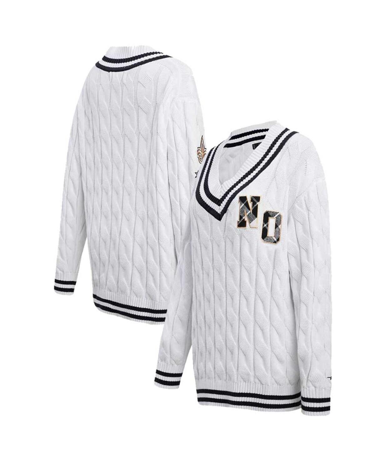 Shop Pro Standard Women's  White New Orleans Saints Prep V-neck Pullover Sweater