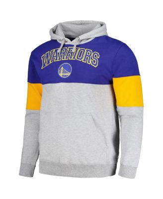 Men's Royal Golden State Warriors Contrast Pieced Pullover Hoodie