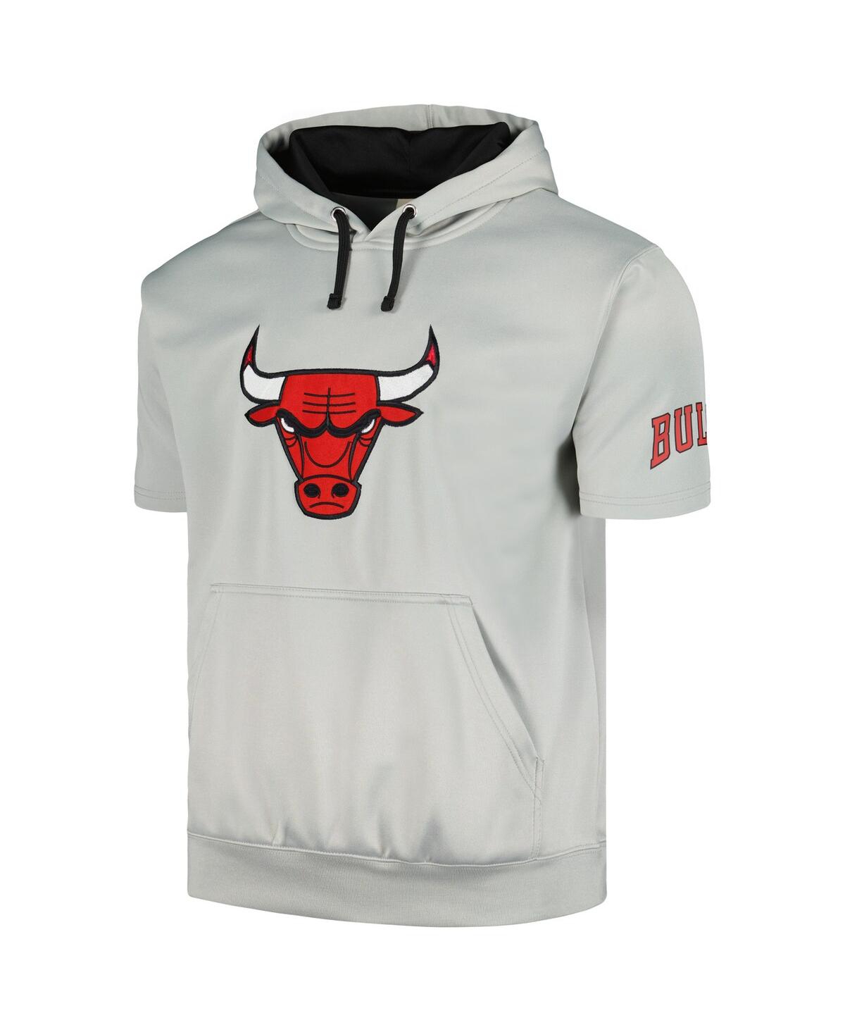 Men's Fanatics Black Chicago Bulls Short Sleeve Pullover Hoodie - Black