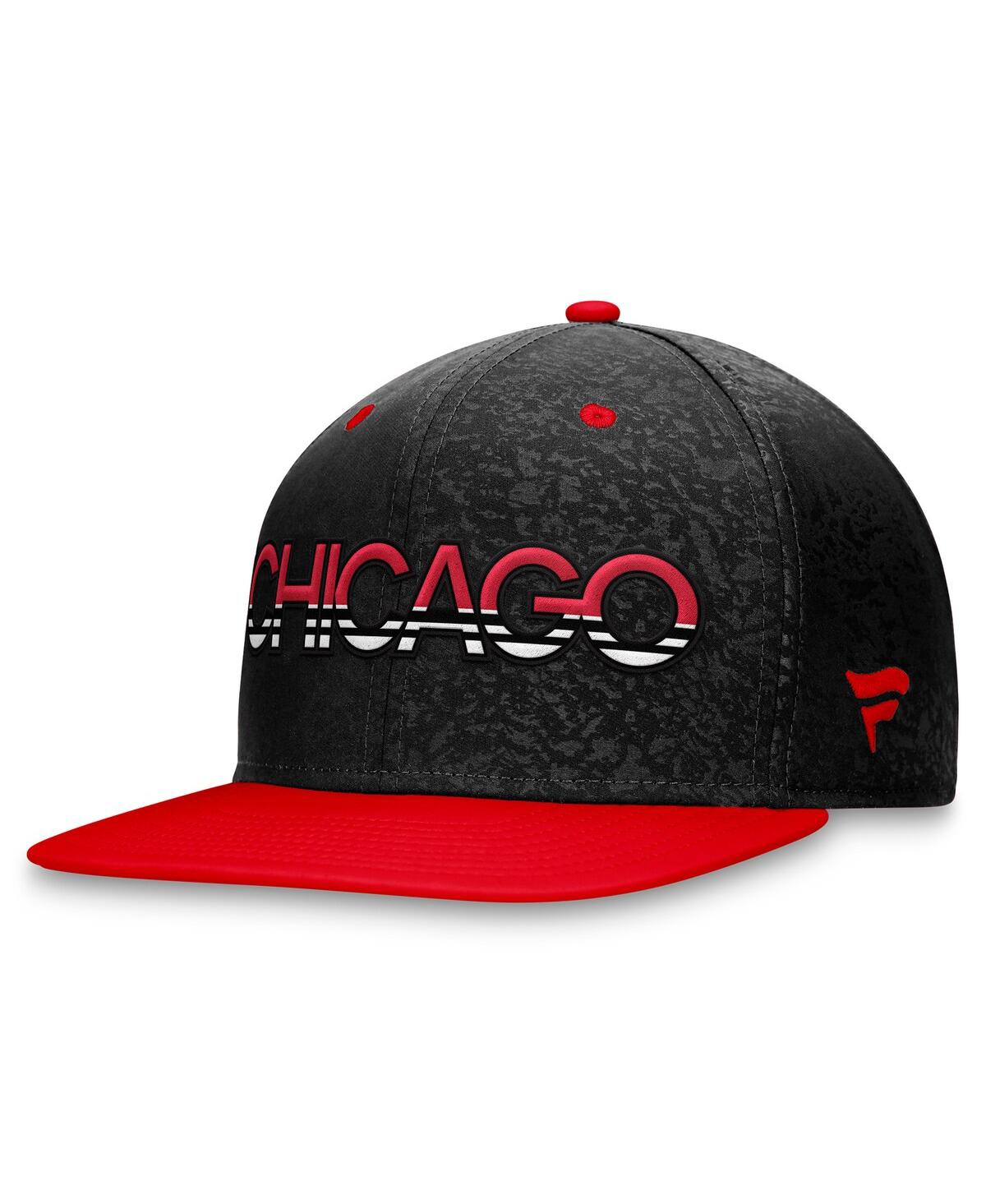 Fanatics Men's  Black, Red Chicago Blackhawks Authentic Pro Rink Two-tone Snapback Hat In Black,red