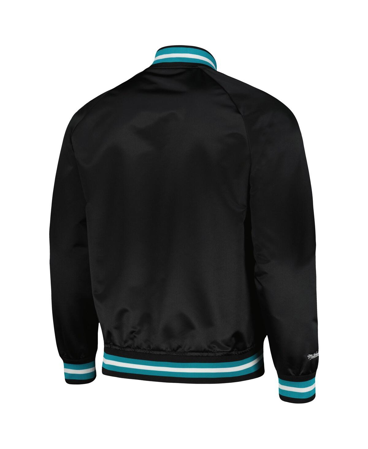Men's Mitchell & NessCharlotte Hornets Hardwood Classics Throwback Wordmark Raglan Full-Snap Jacket - Black
