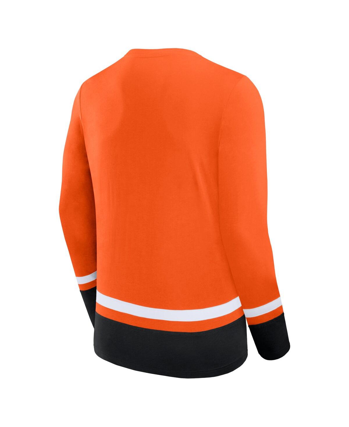 Shop Fanatics Men's  Orange Philadelphia Flyers Back Pass Lace-up Long Sleeve T-shirt
