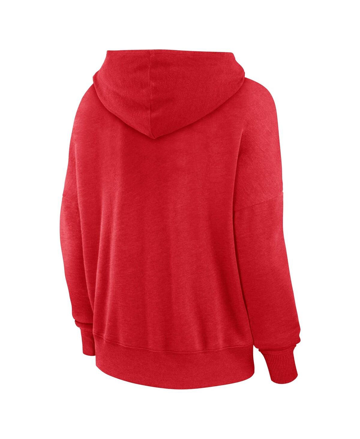 Women's FanaticsDistressed Tampa Bay Buccaneers Heritage Snow Wash French Terry Lace-UpPullover Hoodie - Red
