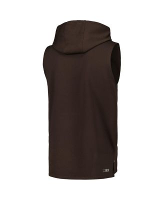 Men's Brown Cleveland Browns Marathon Sleeveless Pullover Hoodie