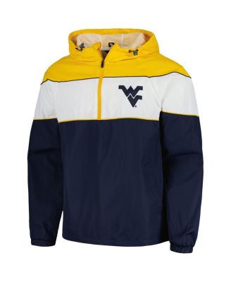 Men's Navy West Virginia Mountaineers Center Line Half-Zip Raglan Hoodie Jacket